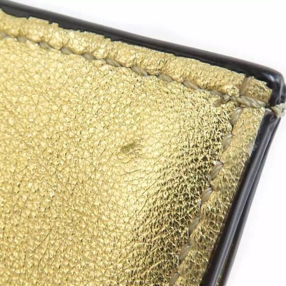Auth FENDI Trifold Wallet Compact Wallet Gold Leather - e59960g - Picture 6 of 8